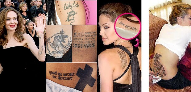 Resultado de imagem para Angelina Jolie tatuagens