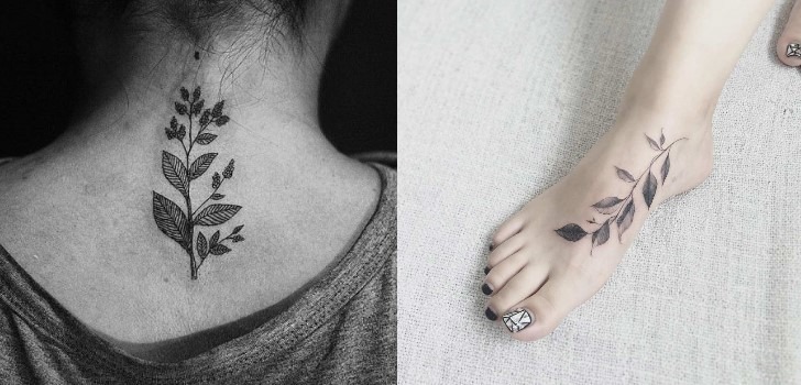Tatuagens femininas de folhas